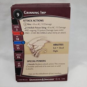 Lot Of (20) Dungeons And Dragons Demonweb Miniatures Game Stat Cards